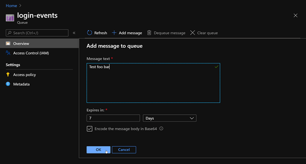Storage Queue: Add new message