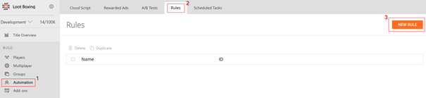 PlayFab: Adding a Rule