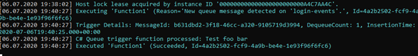 Terminal shows running Function
